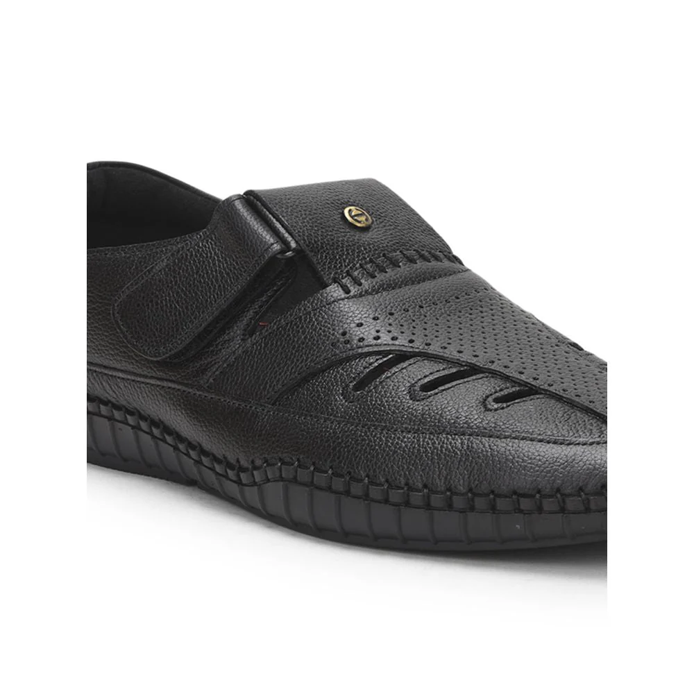 Healers Black Casual Buckle Sandal For Men JPL-205 By Liberty - Image 4