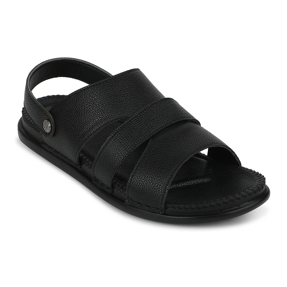 Healers Black Casual Flat Sandal For Men AOL-7 By Liberty