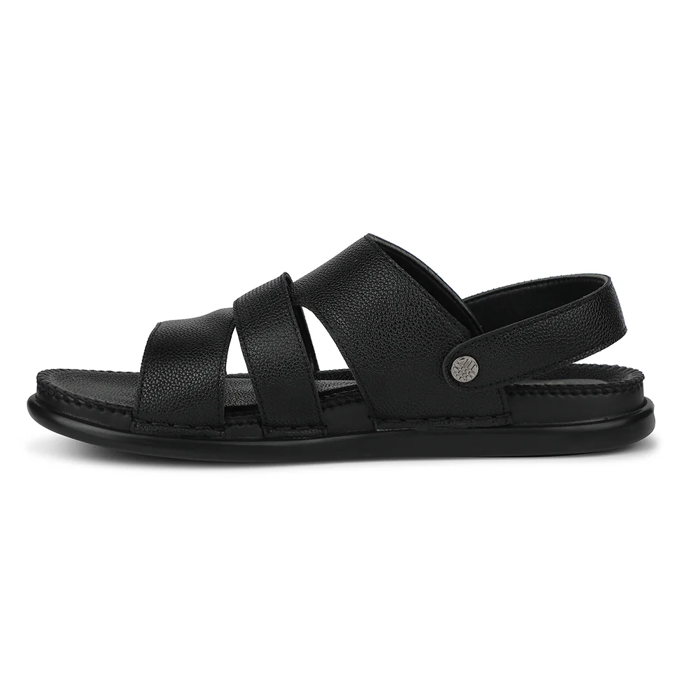 Healers Black Casual Flat Sandal For Men AOL-7 By Liberty - Image 3
