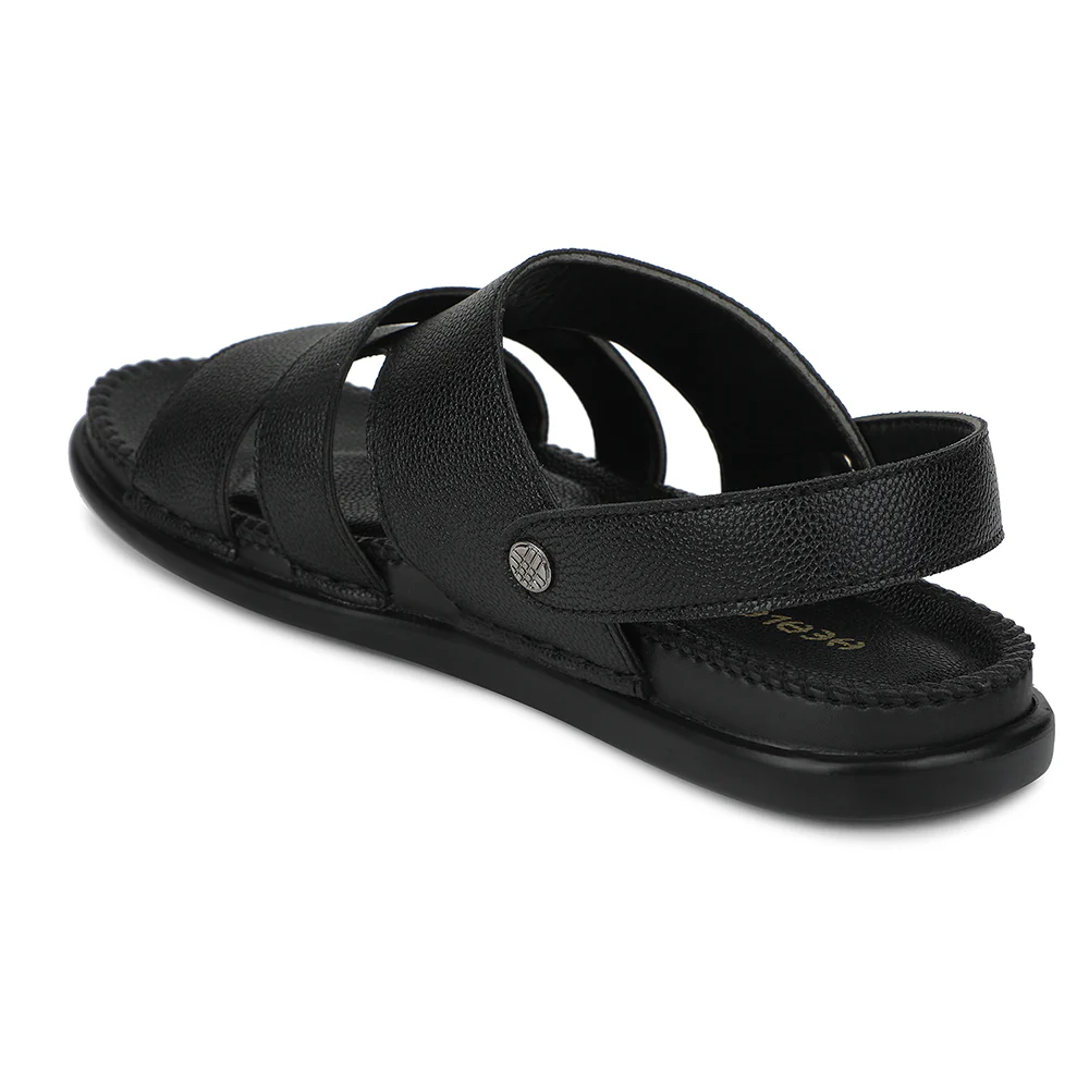 Healers Black Casual Flat Sandal For Men AOL-7 By Liberty - Image 5