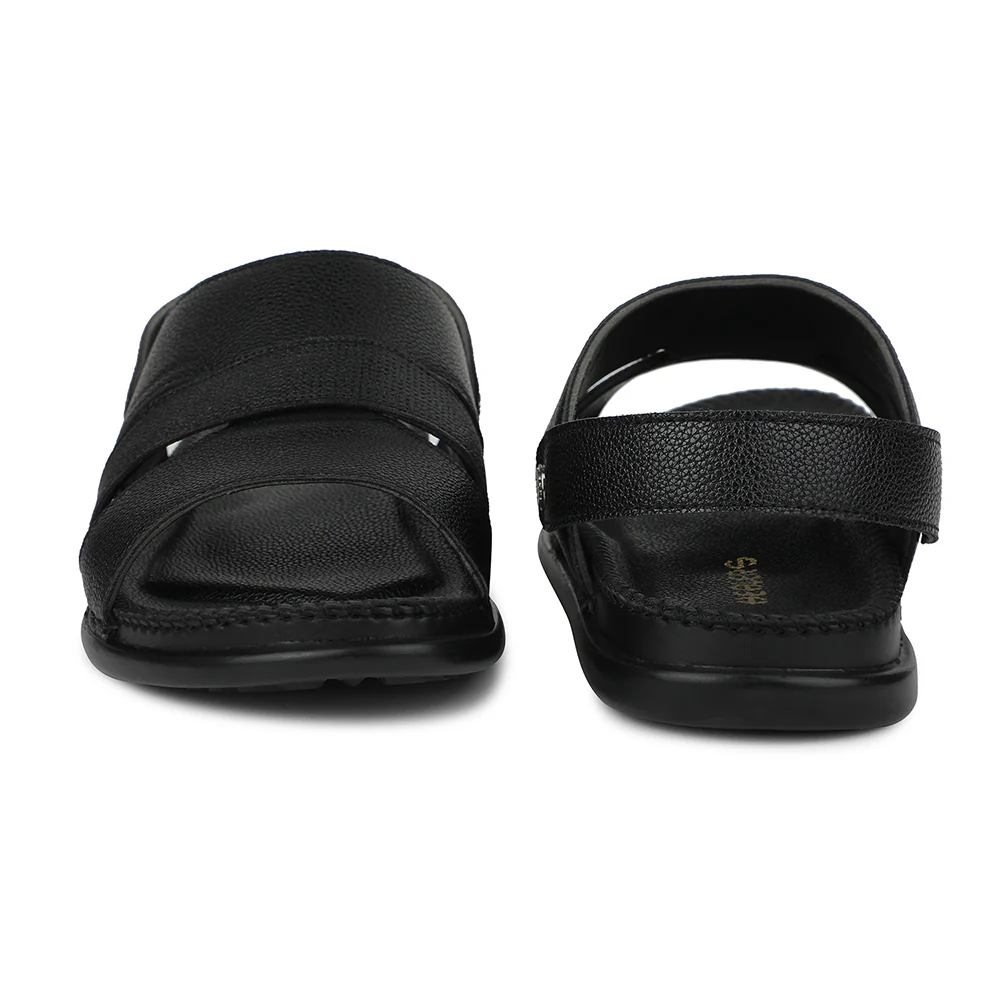 Healers Black Casual Flat Sandal For Men AOL-7 By Liberty - Image 6