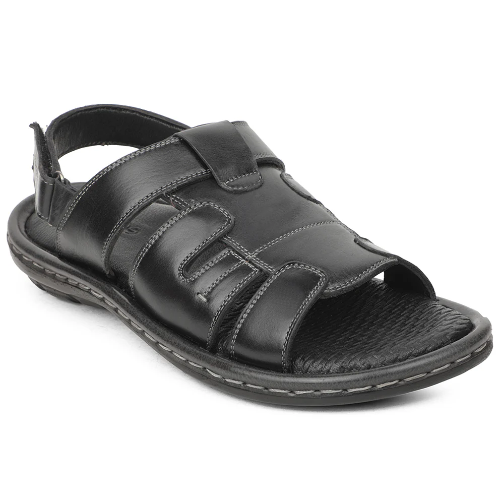 Healers Black Casual Flat Sandal For Men ASL-1 By Liberty
