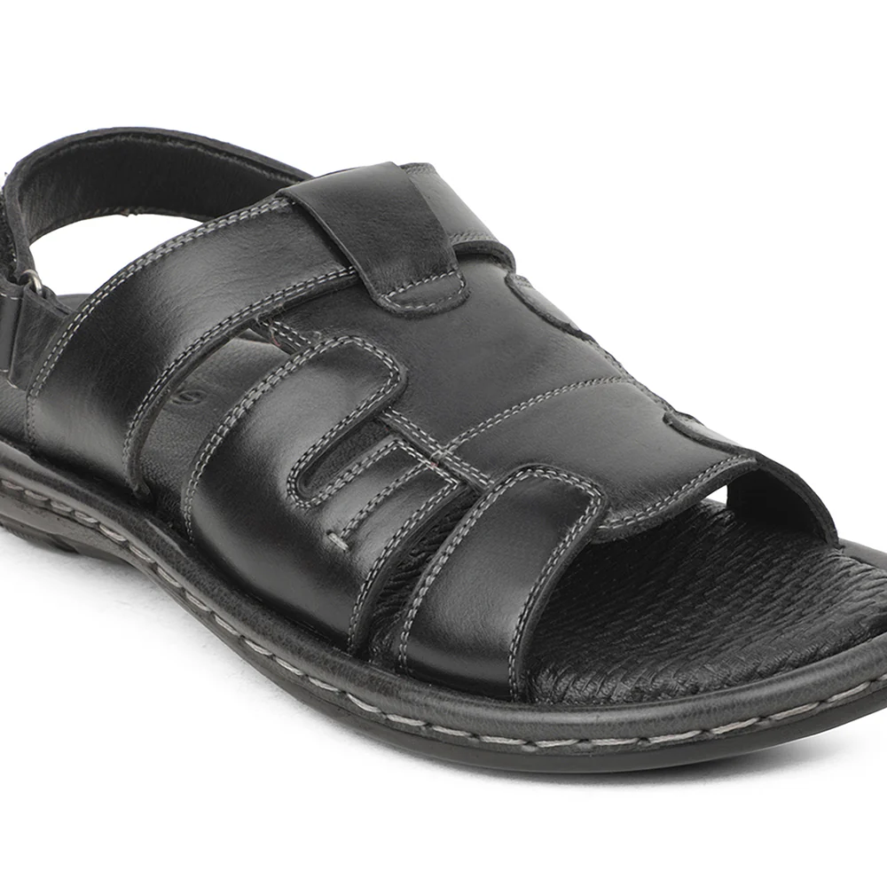 Healers Black Casual Flat Sandal For Men ASL-1 By Liberty - Image 4