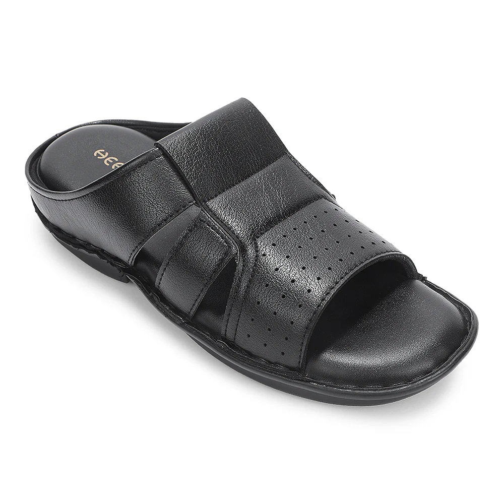 Healers Black Casual Flat Sandal For Men VAL-31E By Liberty