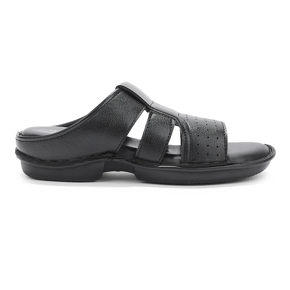 Healers Black Casual Flat Sandal For Men VAL-31E By Liberty - Image 3