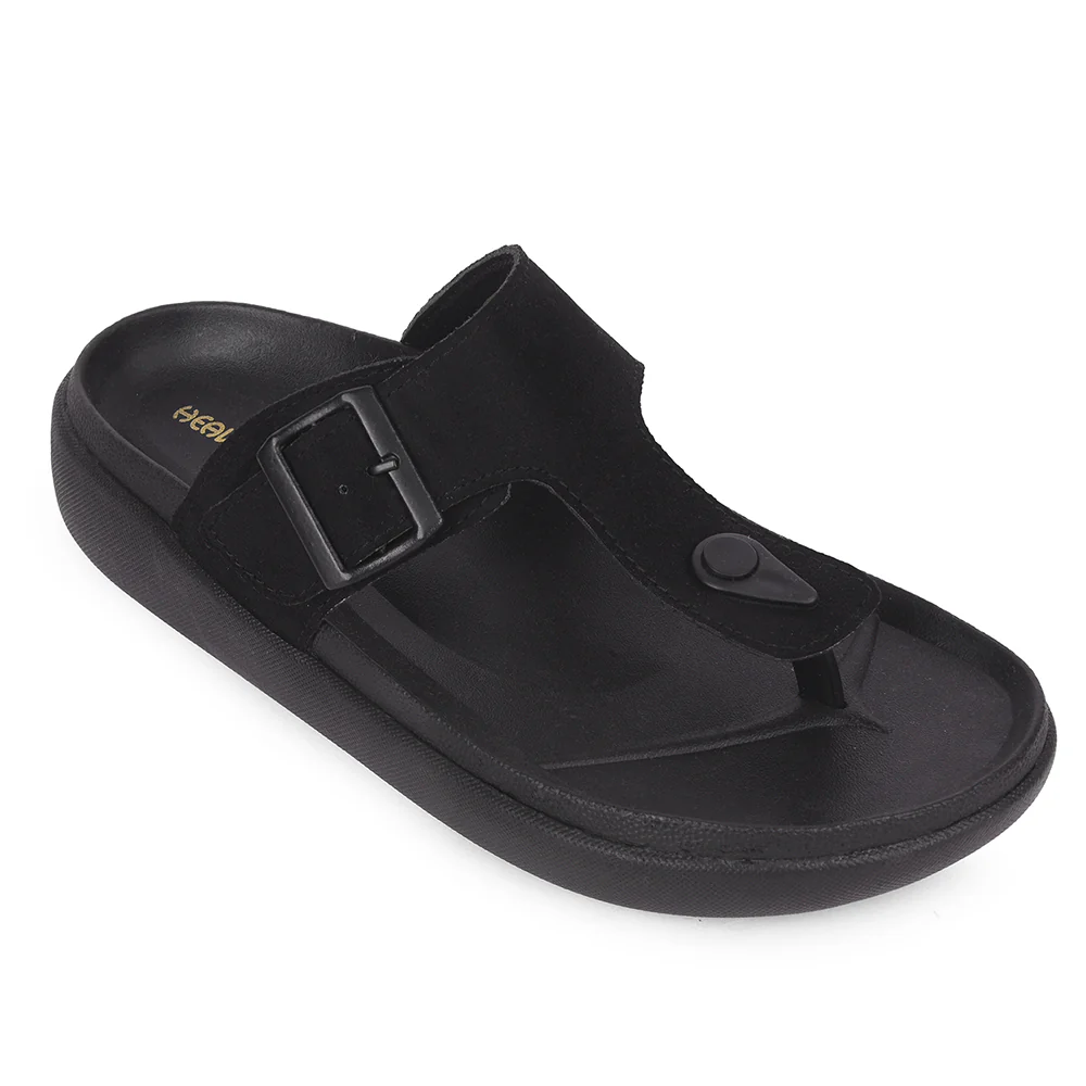 Healers Black Casual Flat Sandal for Men VAL-38E By Liberty