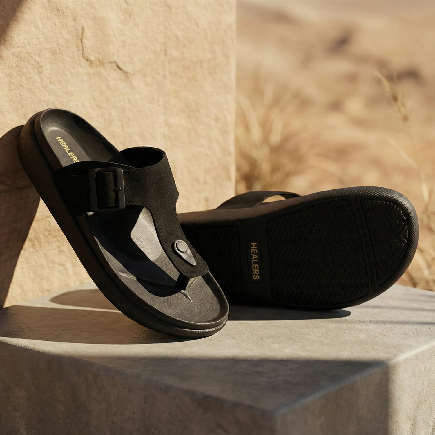 Healers Black Casual Flat Sandal for Men VAL-38E By Liberty - Image 2
