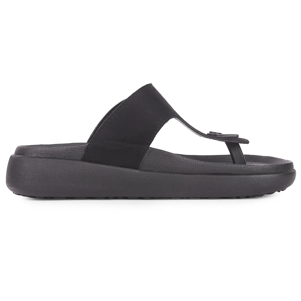 Healers Black Casual Flat Sandal for Men VAL-38E By Liberty - Image 4