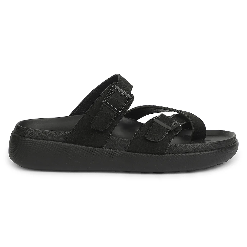 Healers Black Casual Slip On Slippers For Men VAL-37E By Liberty - Image 2