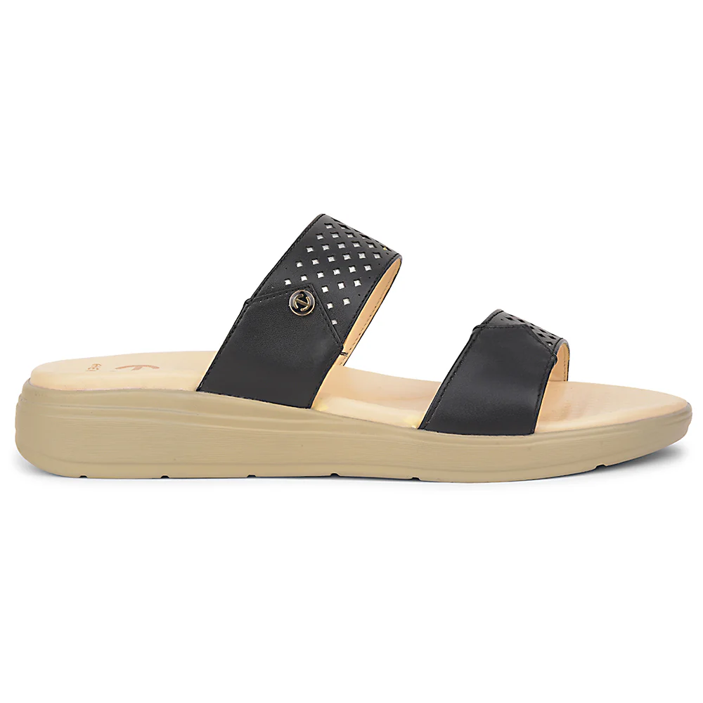 Healers Black Casual Slipper For Women SOFTER-7W By Liberty - Image 2