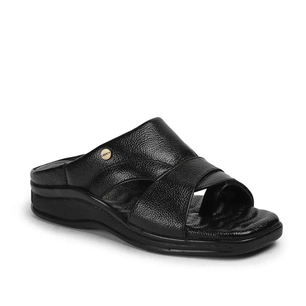 Healers Black Casual Slippers For Men 2050-802 By Liberty