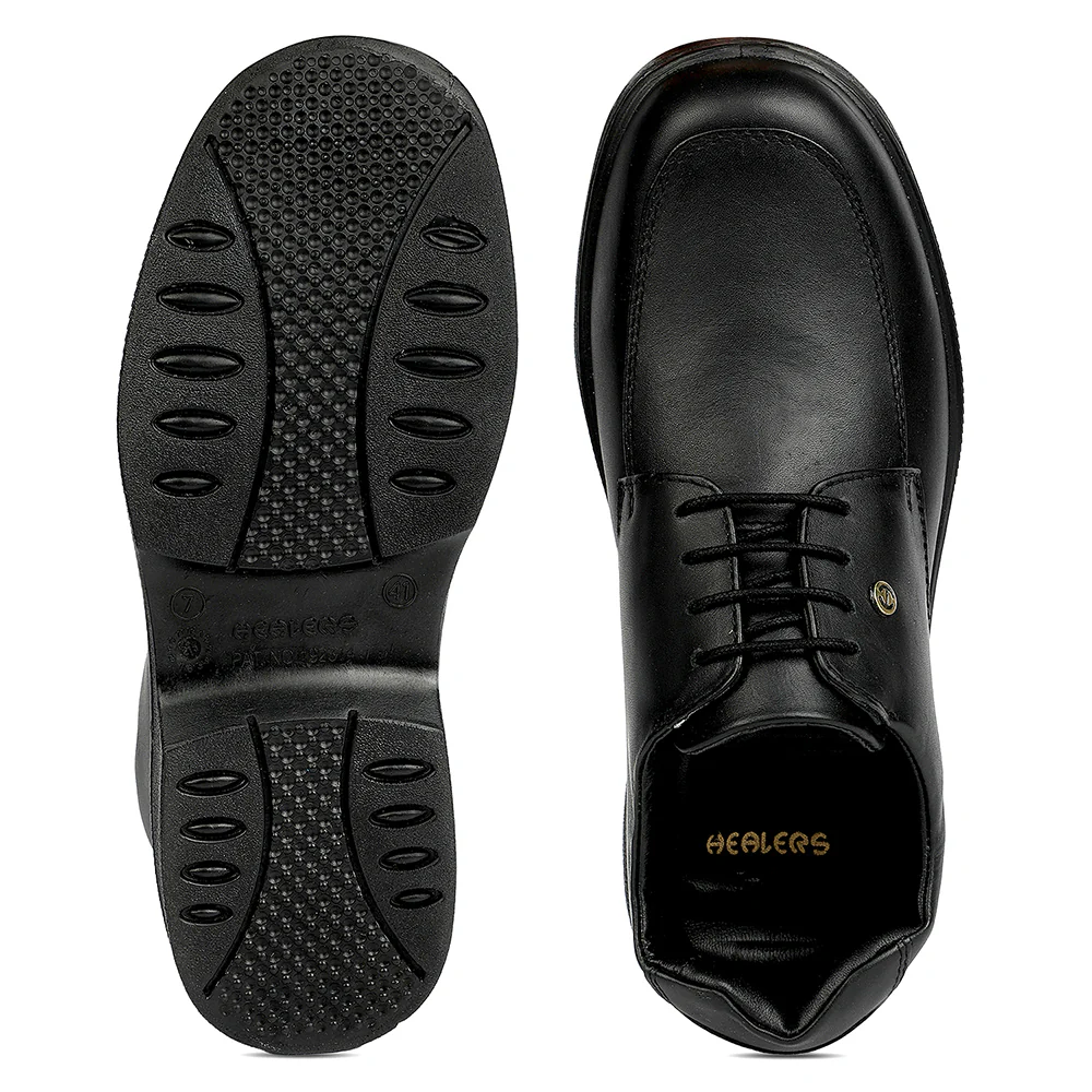 Healers Black Formal Lacing Derby Shoes for Men 204601AN by Liberty - Image 7