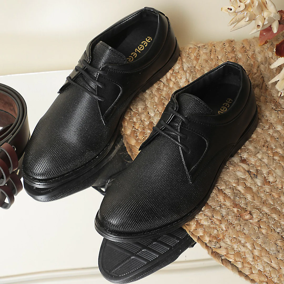 Healers Black Formal Lacing Derby Shoes For Men DERBO-10E By Liberty - Image 4