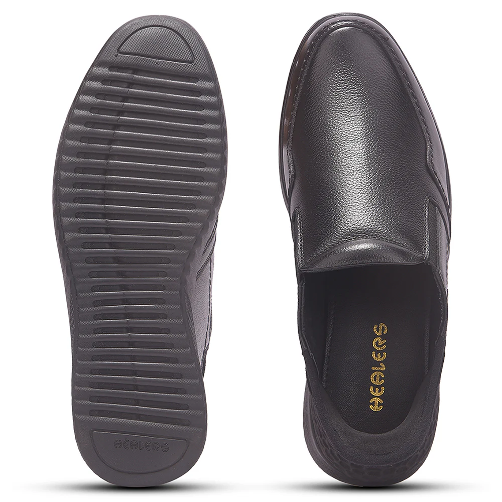 Healers Black Formal Mocassin Shoes For Men UVI-25 By Liberty - Image 5