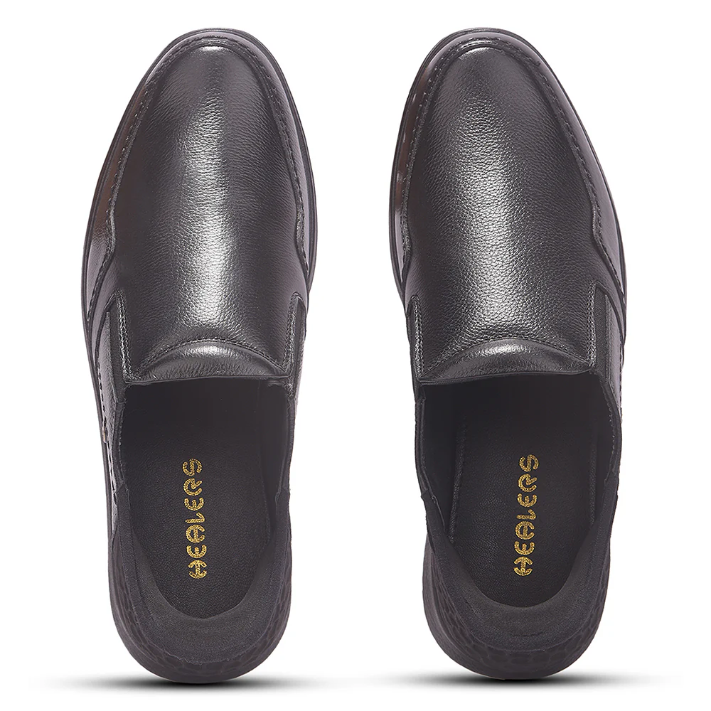 Healers Black Formal Mocassin Shoes For Men UVI-25 By Liberty - Image 8