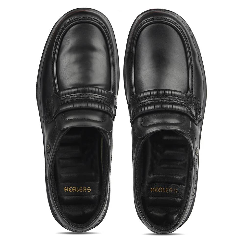 Healers Black Formal Non Lacing Derby Shoes For Men 719054AN By Liberty - Image 8