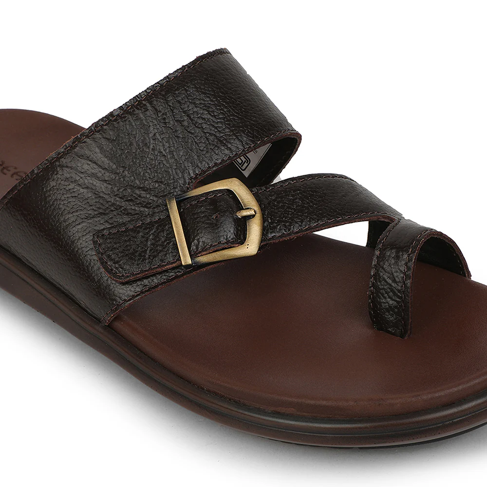 Healers Brown Casual Toe Ring Slipper For Men MDL-10E By Liberty - Image 5