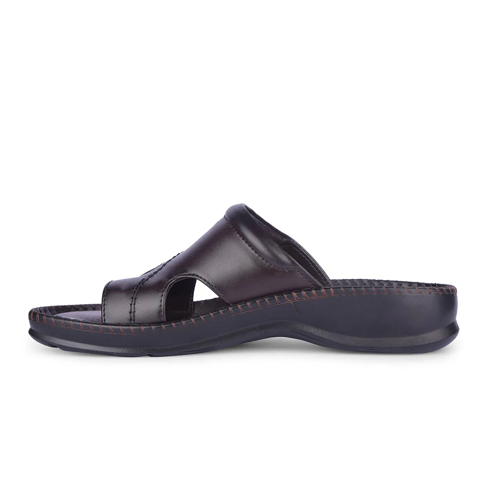 Healers Brown Casual Toe Ring Slipper For Men STEAMER92E By Liberty - Image 3