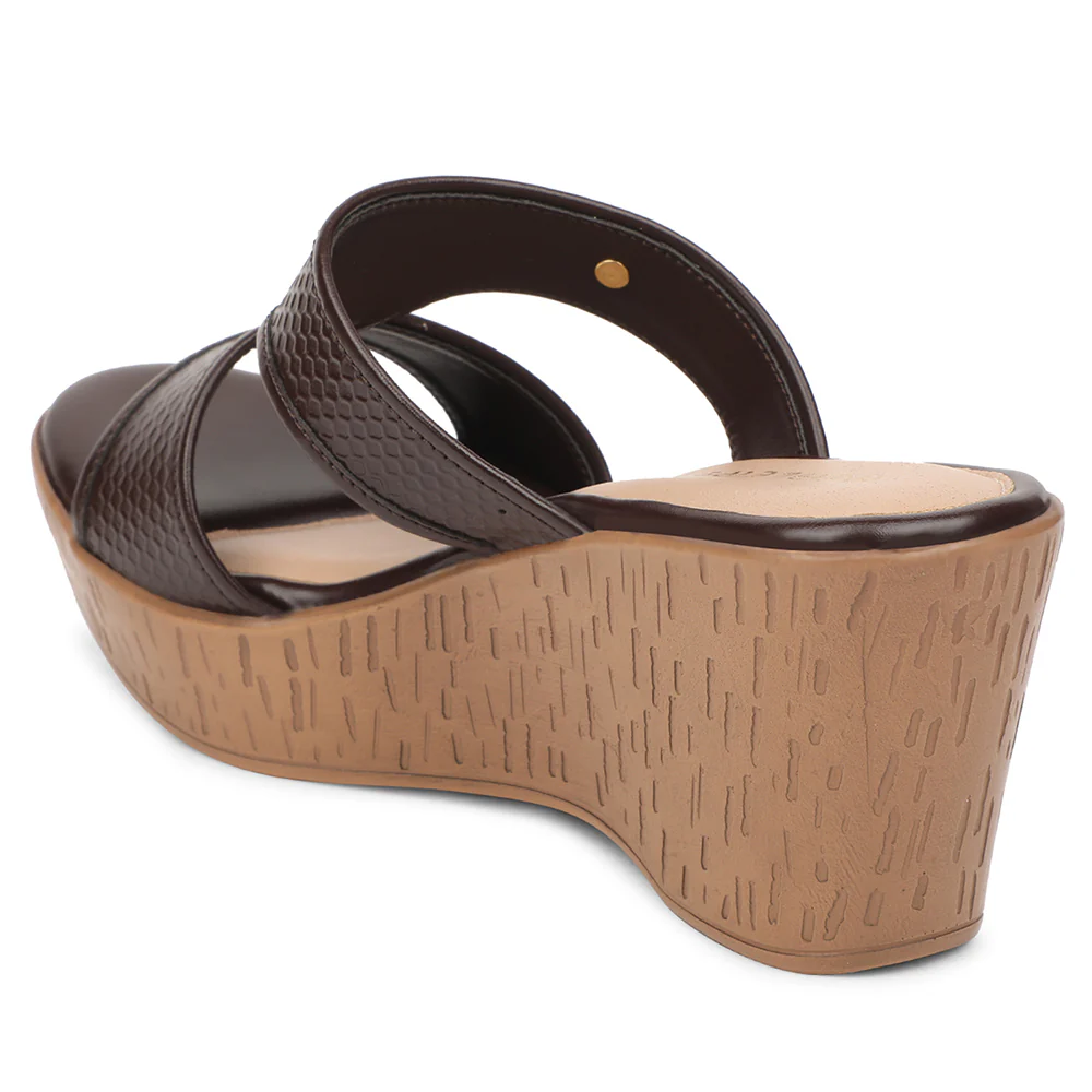 Healers Brown Casual Wedge Heel Sandal For Women JFL-21 By Liberty - Image 5