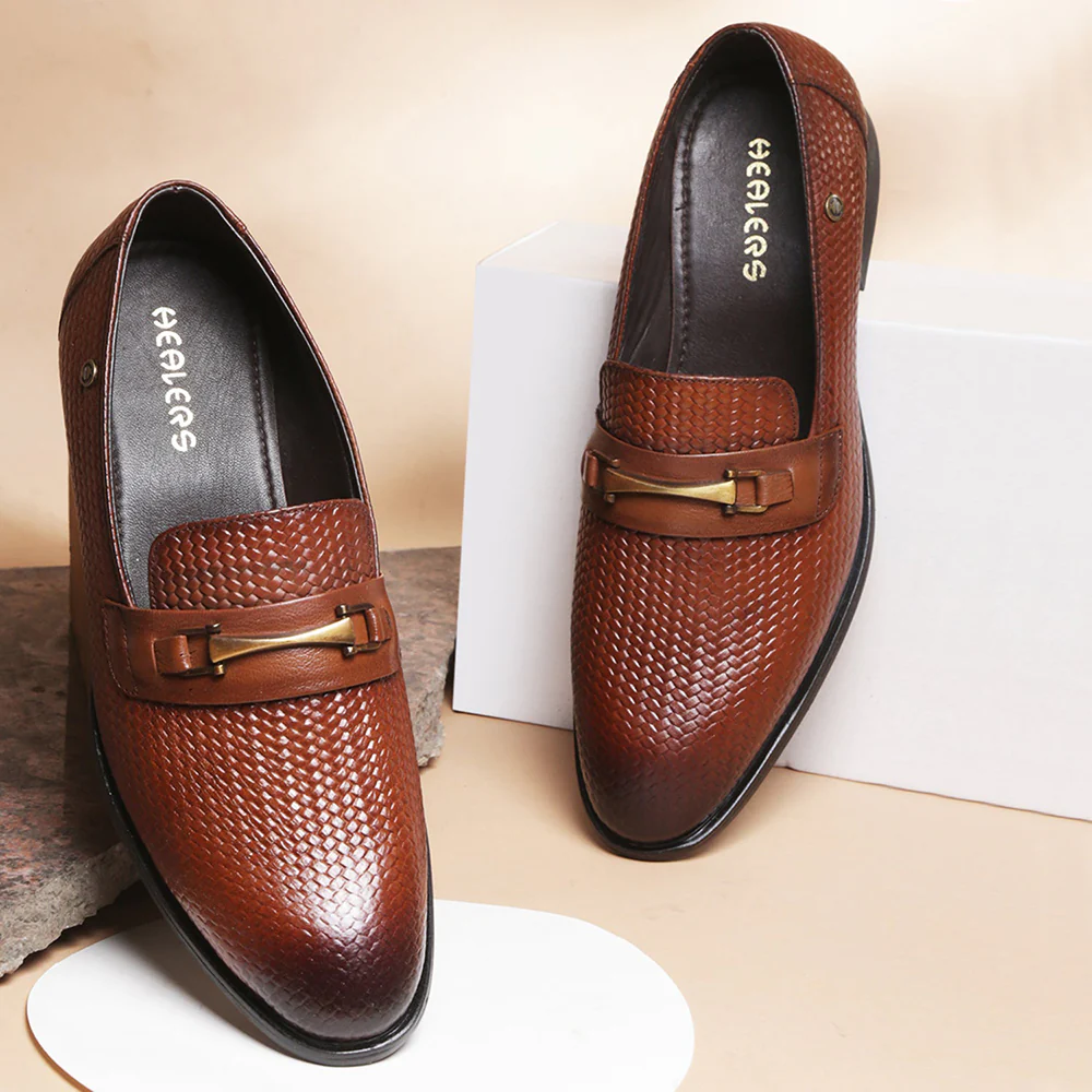 Healers By Liberty Men JPL-292 Tan Formal Non lacing Loafers Shoes - Image 4