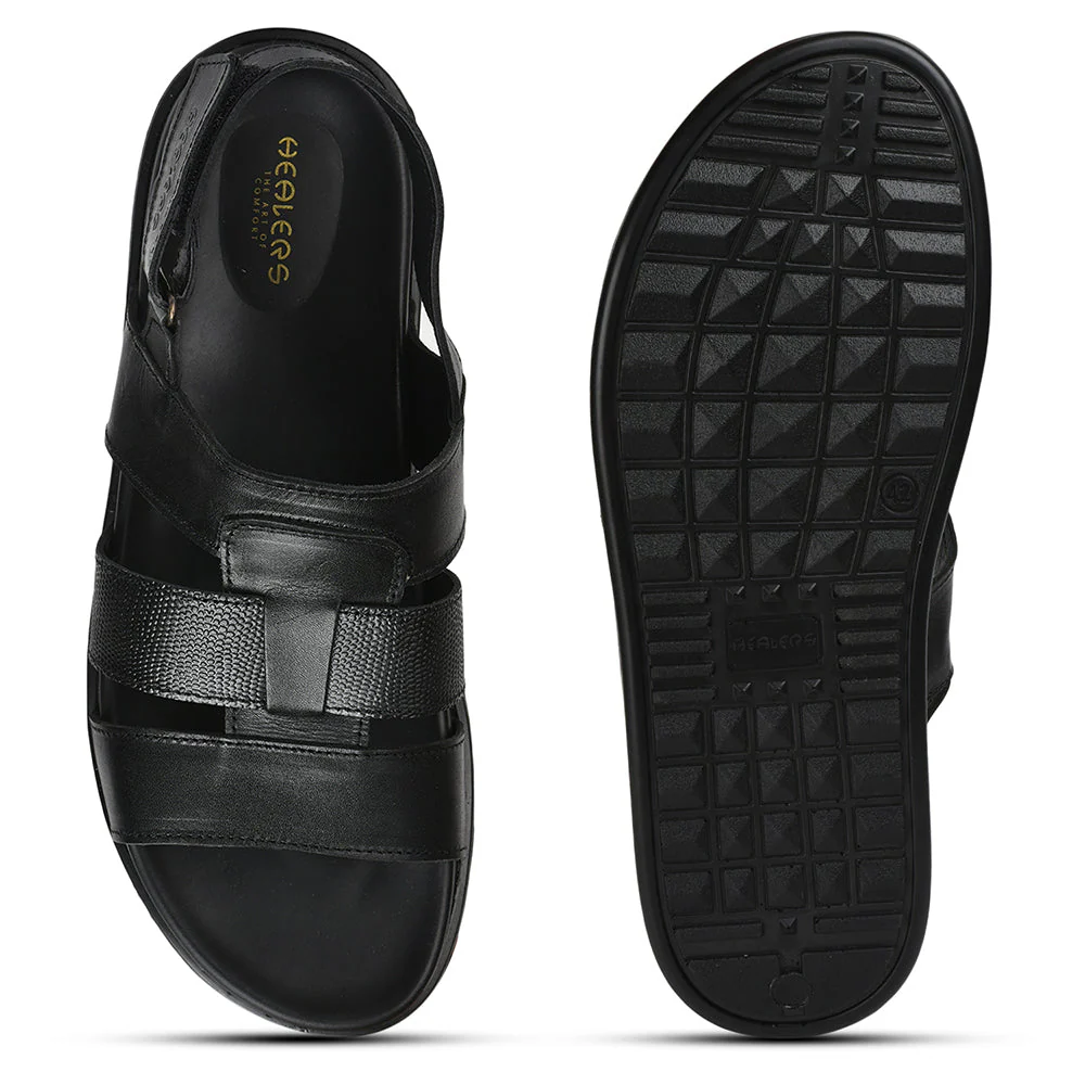 Healers By Liberty Men SOFT-4 Black Formal Sandal - Image 6