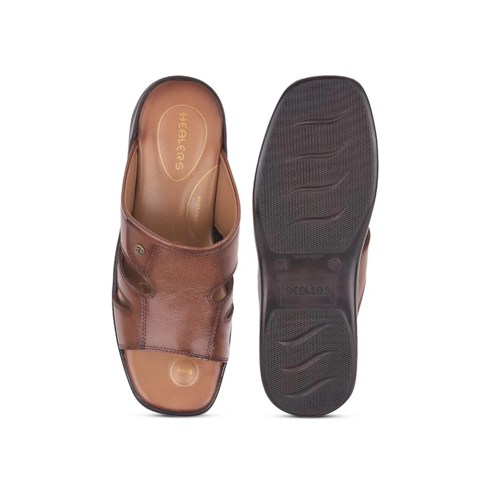 Healers Casual Tan Toe Ring Slippers For Men 2013-903 By Liberty - Image 6