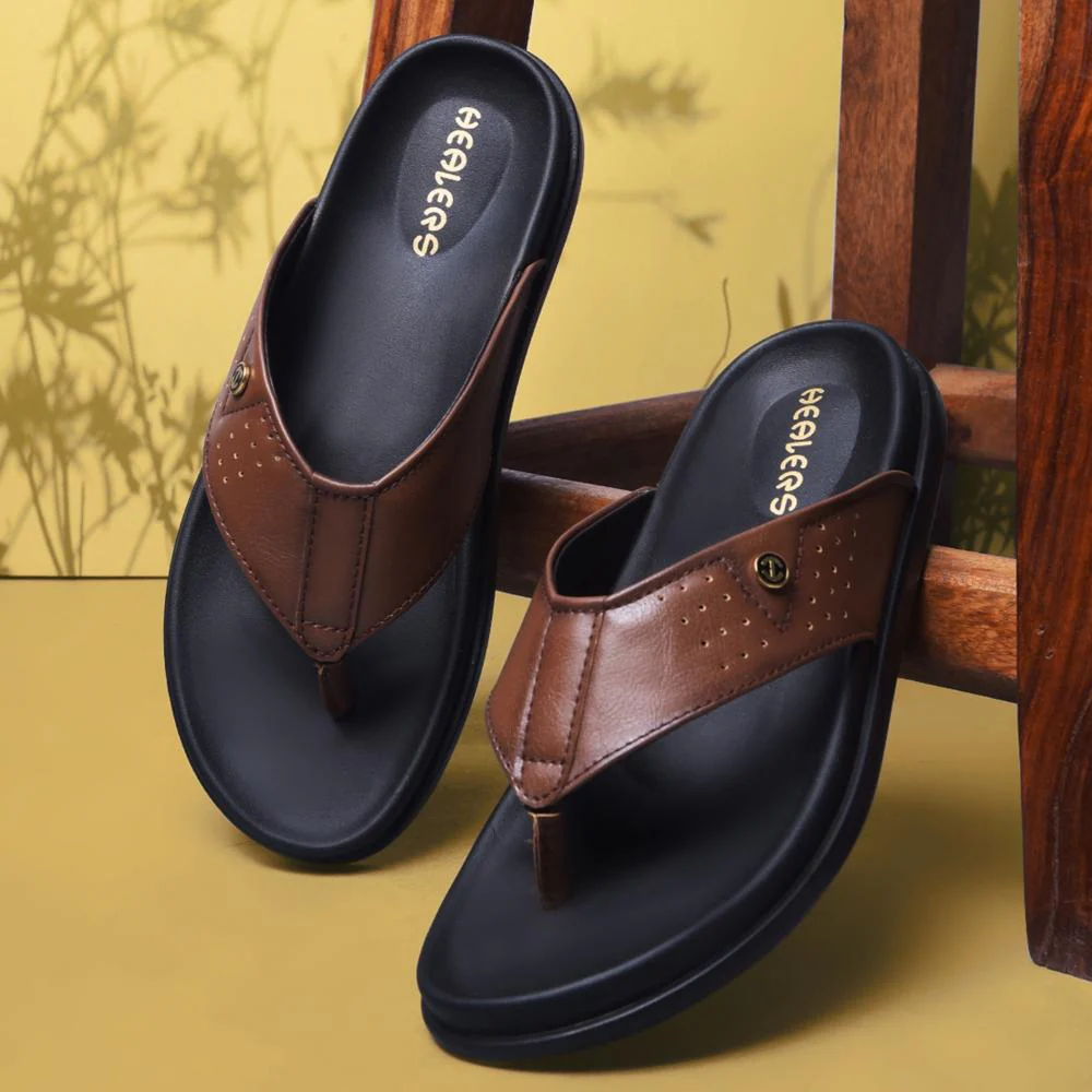 Healers Casual Tan Slippers For Men LEEKS-1 By Liberty - Image 4
