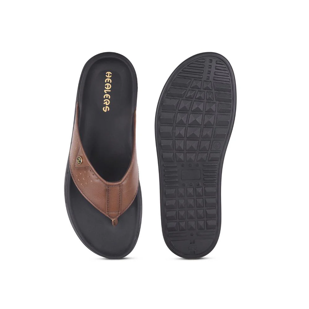 Healers Casual Tan Slippers For Men LEEKS-1 By Liberty - Image 6
