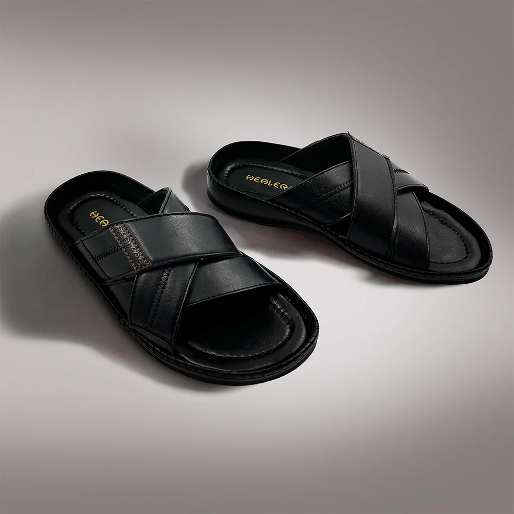 Healers Black Casual Slippers For Men STARC-2E By Liberty - Image 4