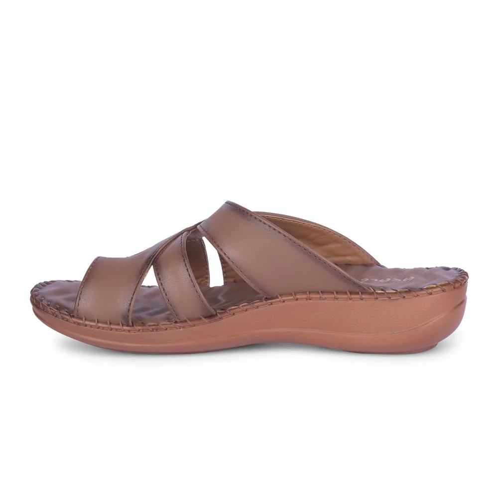Healers Casual Tan Toe Ring Slippers For Women DELMA-1E By Liberty - Image 3