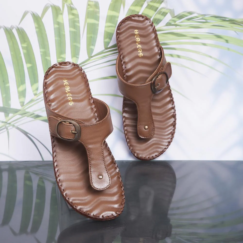 Healers Casual Tan Slippers For Women DELMA-3E By Liberty - Image 4