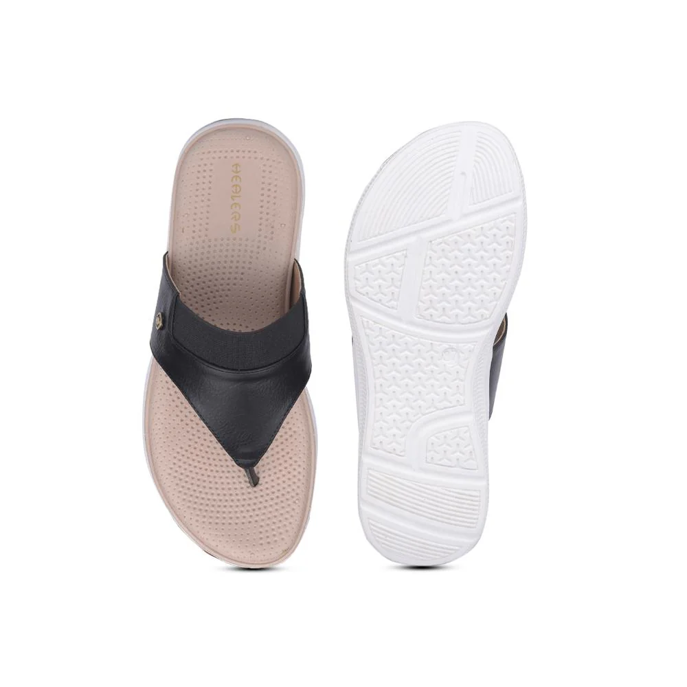 Healers Casual Black Slipper For Women SFL-14 By Liberty - Image 6