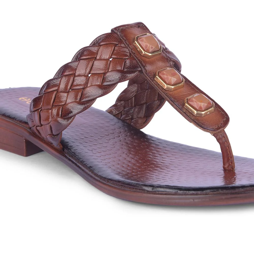 Healers Fashion Tan Ethnic Slipper For Women TLO-53 By Liberty - Image 5