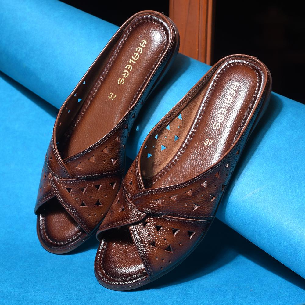 Healers Casual Tan Slippers For Women TLO-62 By Liberty - Image 4