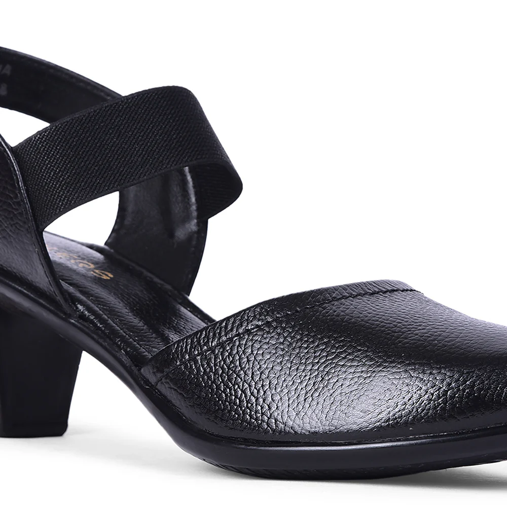 Healers Casual Black Block Heel Sandal For Women T840-06 By Liberty - Image 5