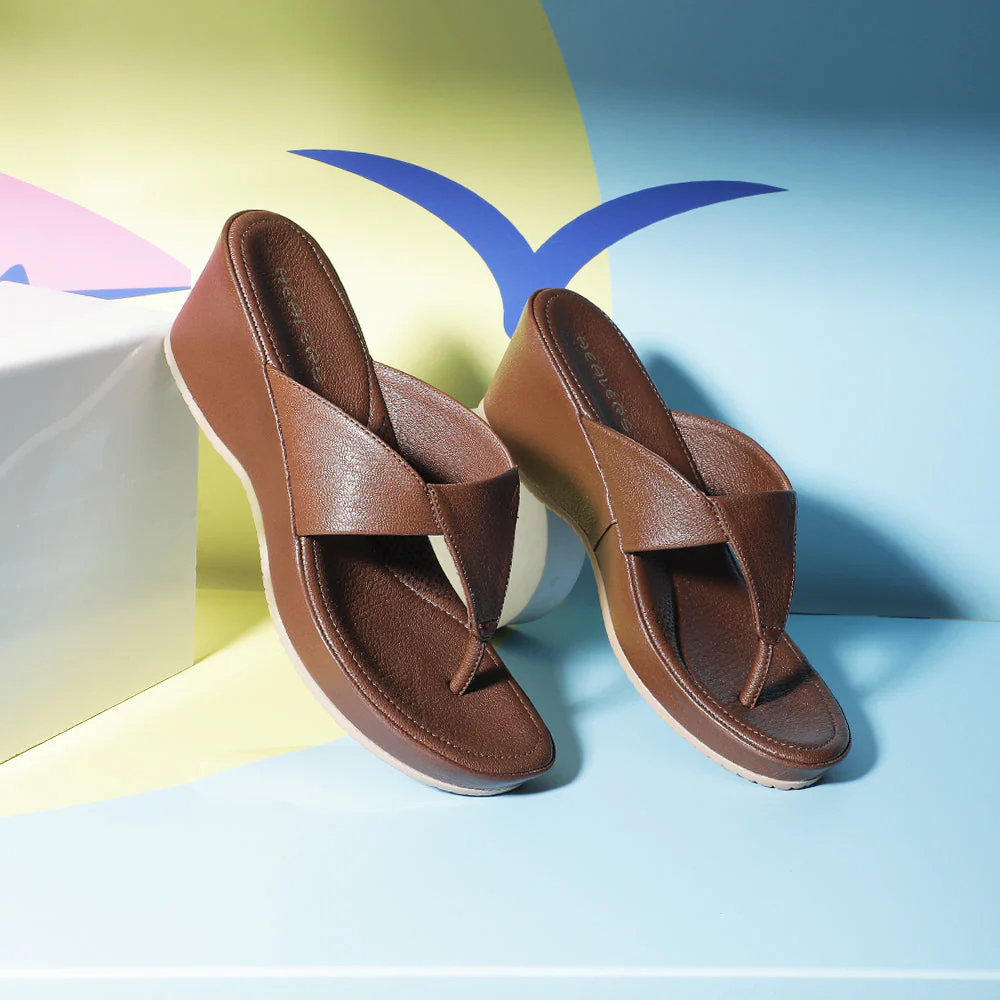 Healers Casual Brown Wedges Heels For Women J332-41 By Liberty - Image 4