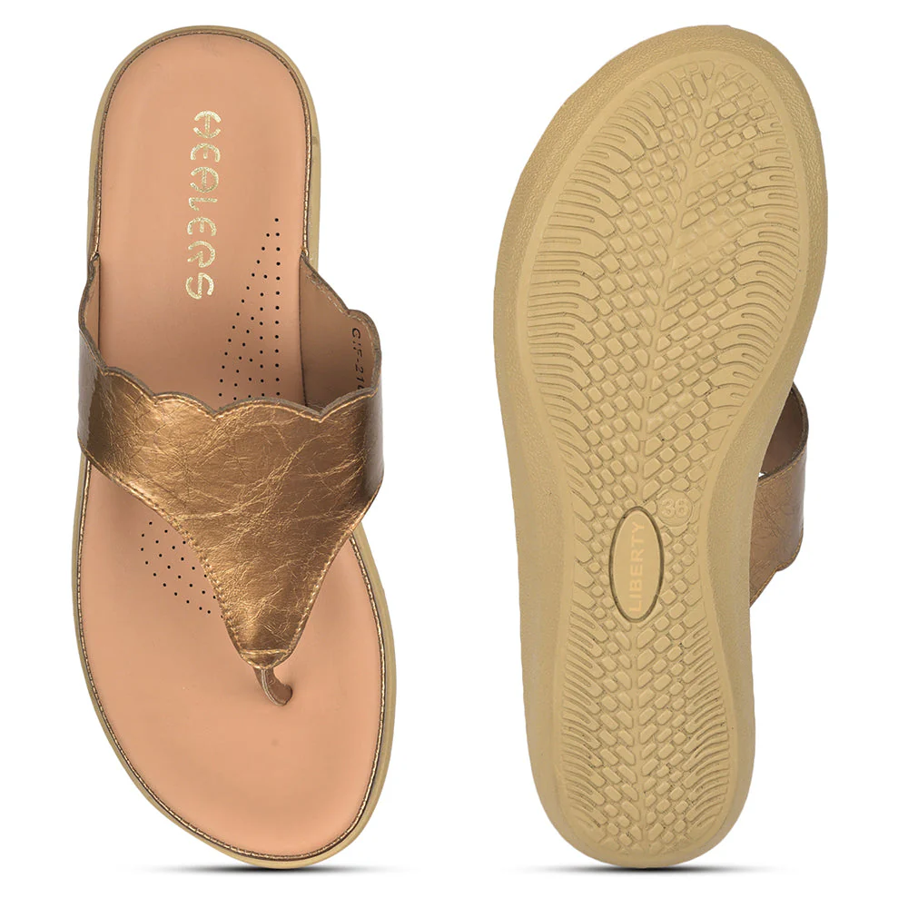 Healers Casual (Golden) Slipper For Ladies GIF-210 By Liberty - Image 3