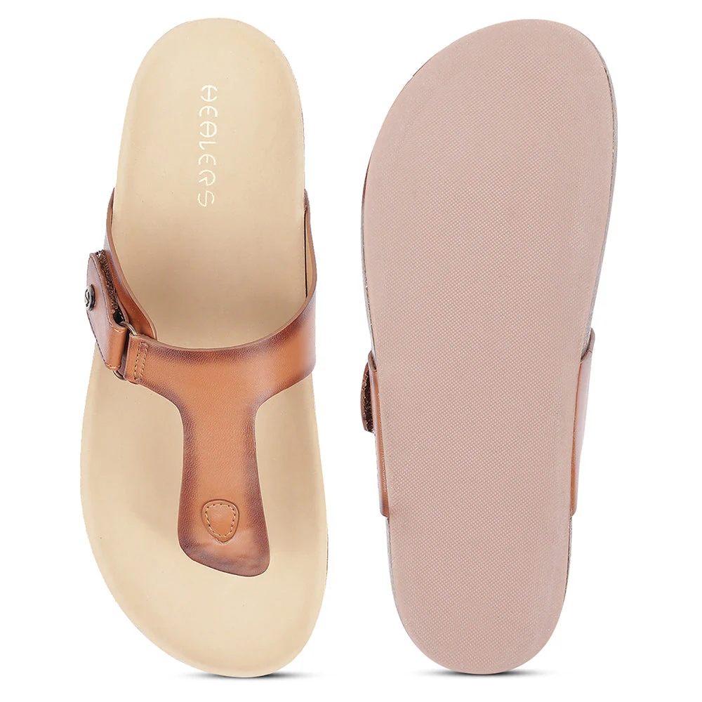 Healers Casual Tan Buckle Slides For Women J332-12 By Liberty - Image 6