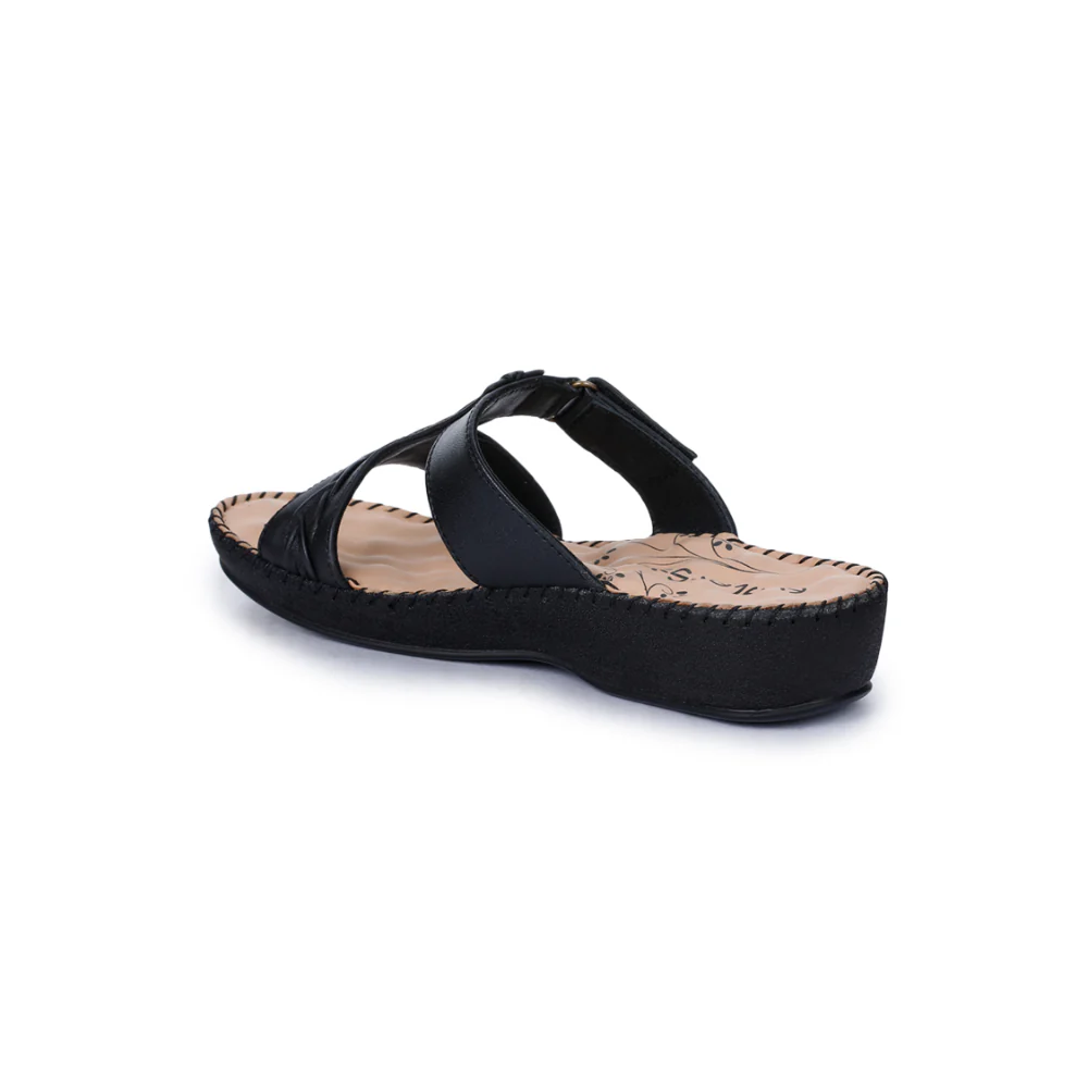 Healers Comfort (Black) Platform Slippers For Women DR-526 By Liberty - Image 4
