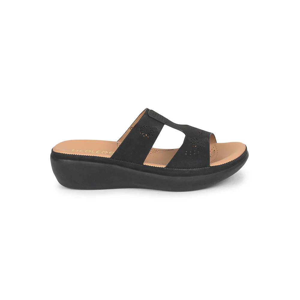Healers Casual Black Comfortable Slippers For Women GIF-206 By Liberty - Image 2