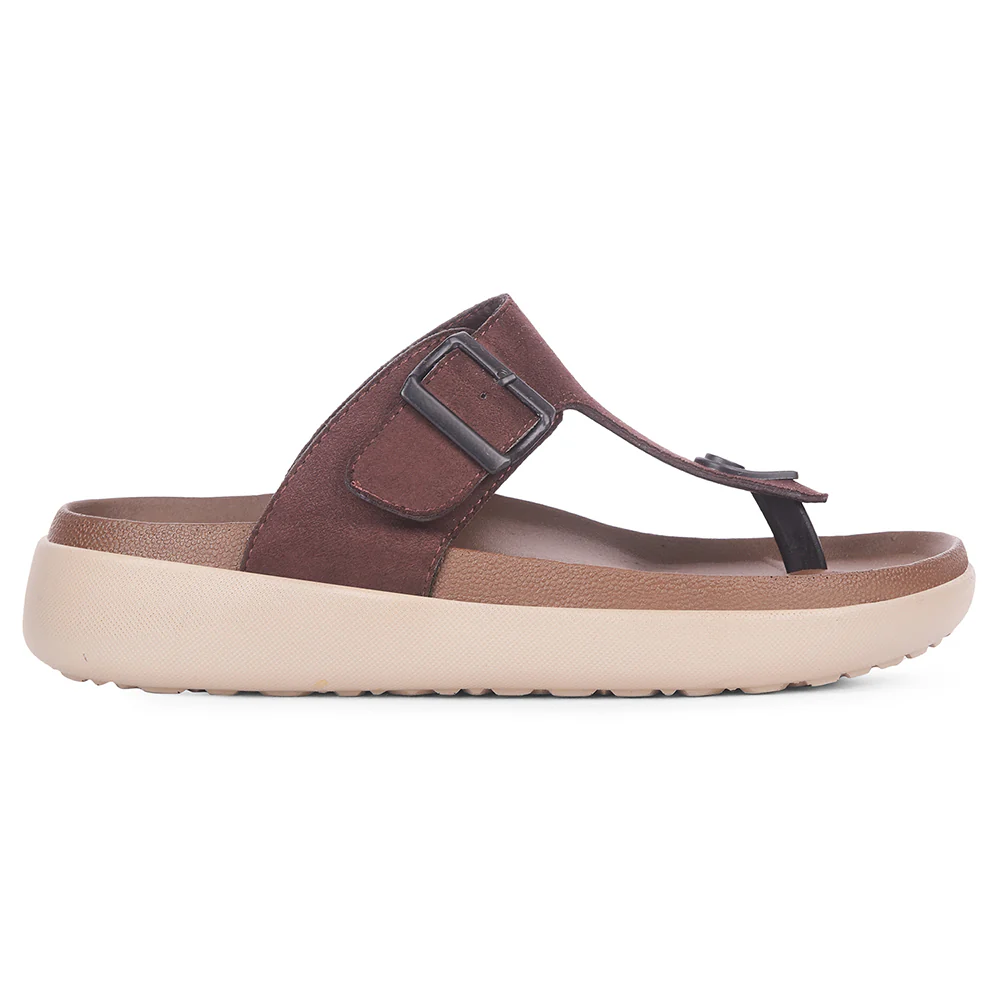 Healers Dark Brown Casual Flat Sandal for Men VAL-38E By Liberty - Image 4