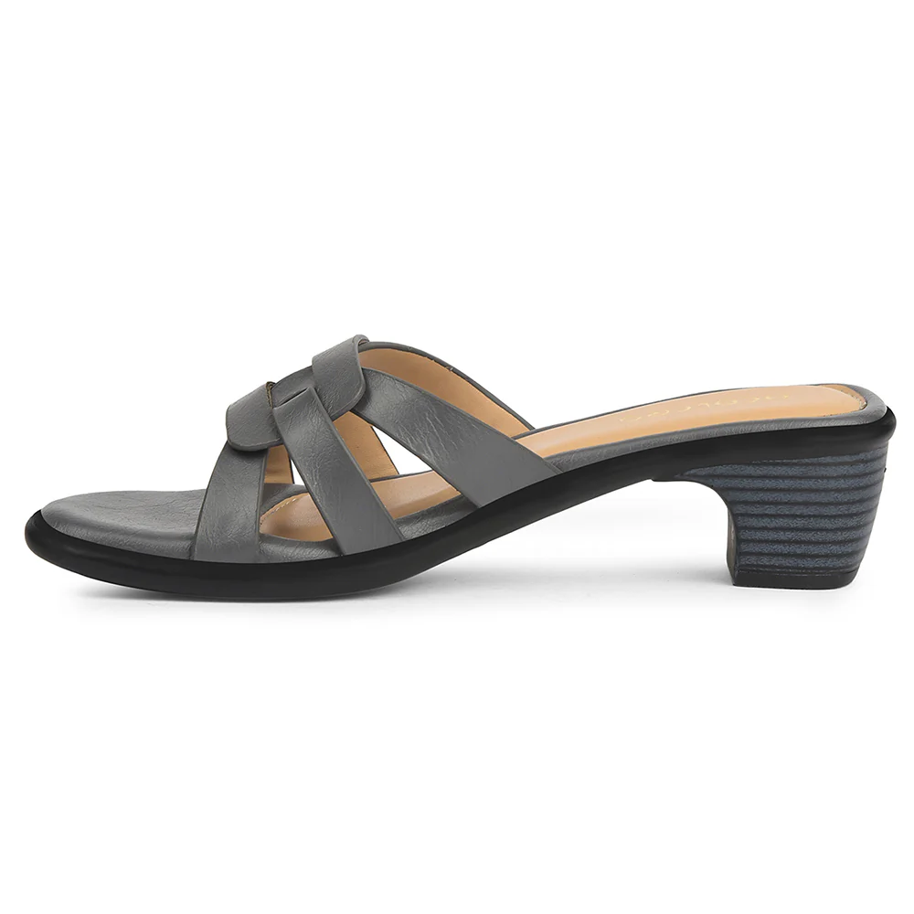 Healers Grey Casual Block Heel Sandal For Women J332-17 By Liberty - Image 3