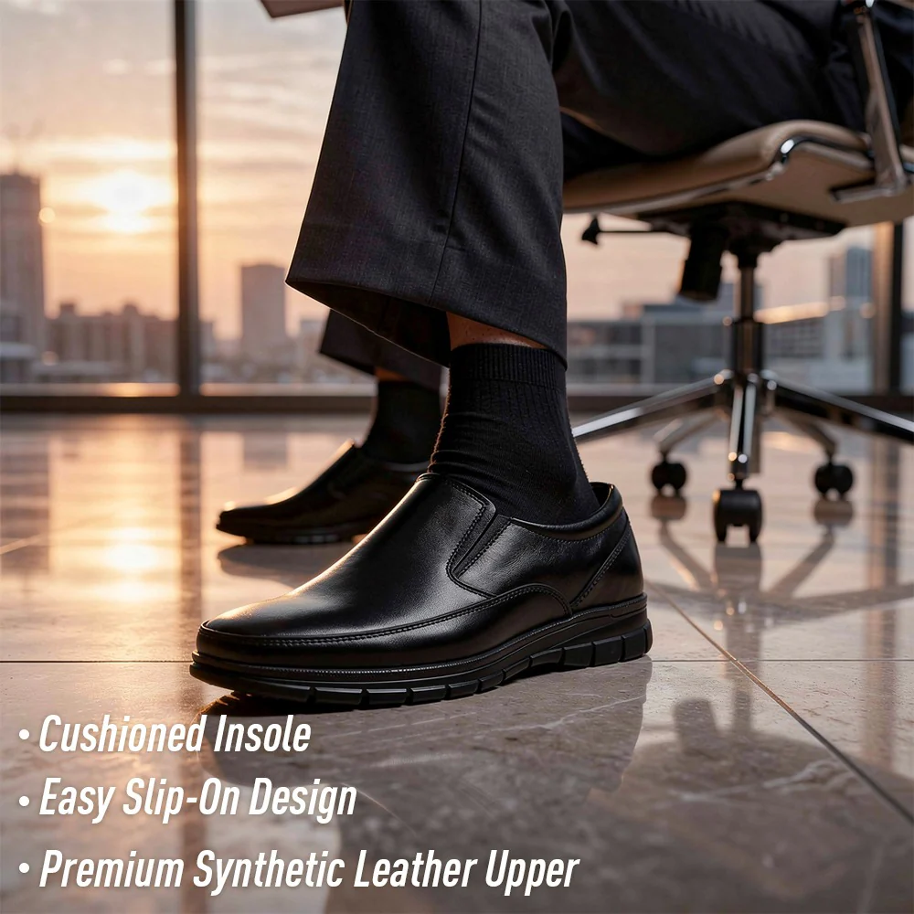 Healers HML-90E Black Formal Non Lacing Mocassin Shoes for Men - Image 3