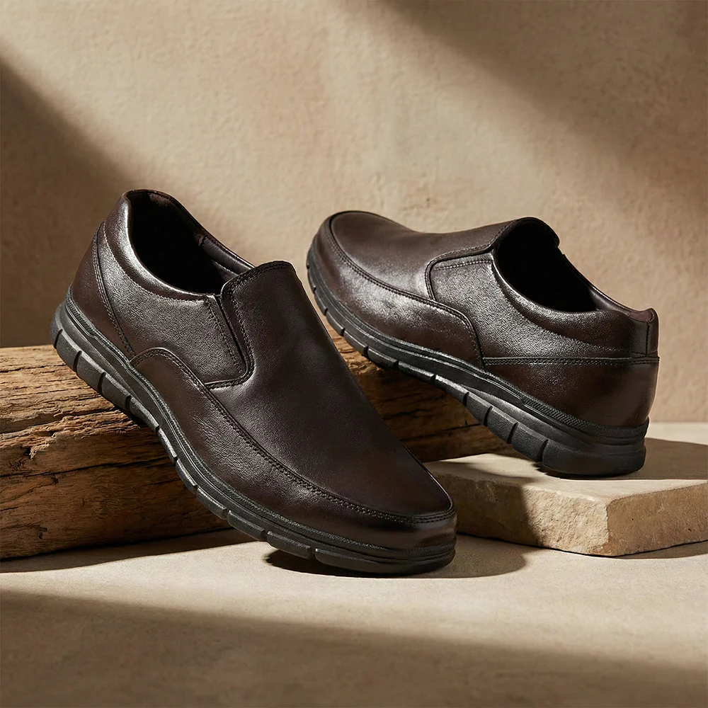 Healers HML-90E Brown Formal Non Lacing Mocassin Shoes for Men - Image 2