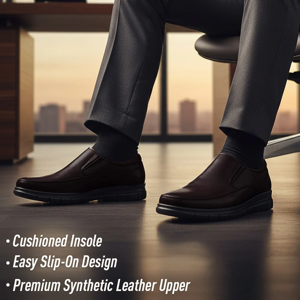 Healers HML-90E Brown Formal Non Lacing Mocassin Shoes for Men - Image 3