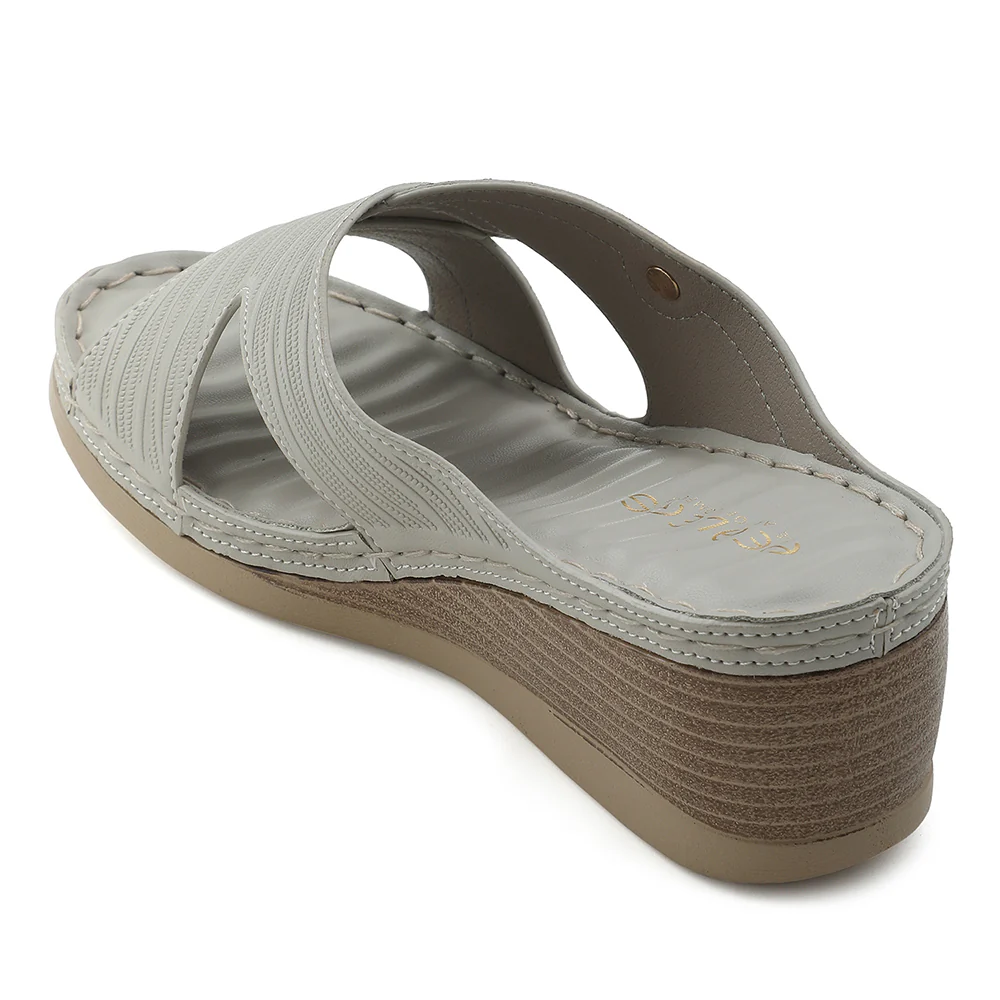 Healers Light Grey Wedge Heel Sandal For Women ZQ-FD-43 By Liberty - Image 4