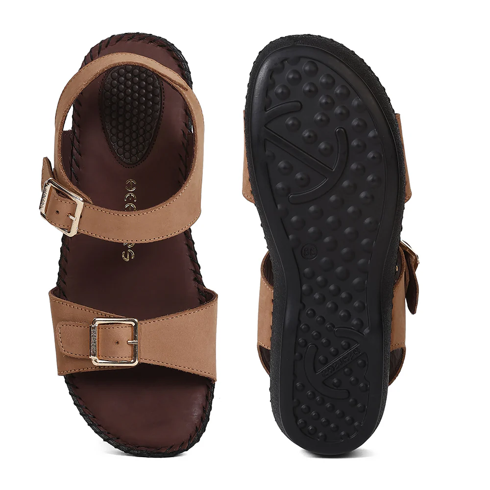 Healers MDG-4 Tan Casual Flat Sandals for Women by Liberty - Image 4