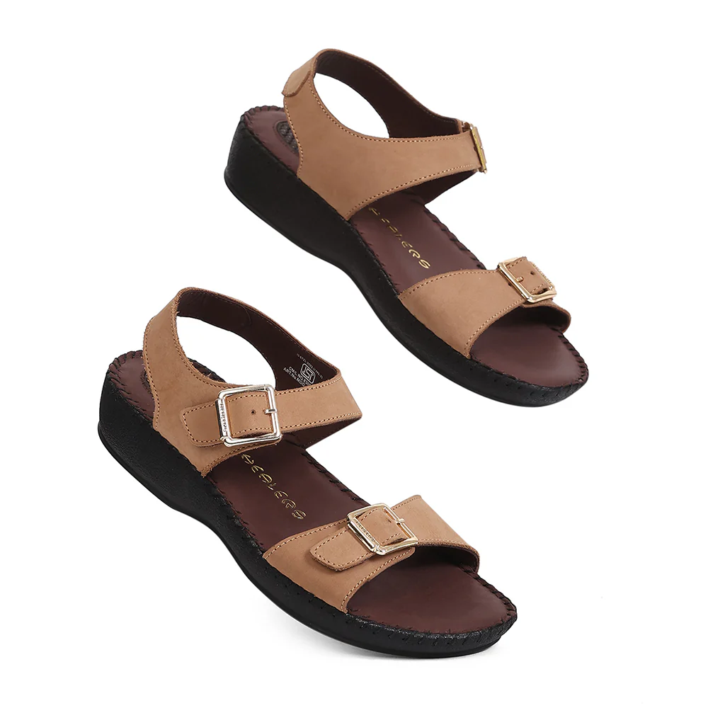Healers MDG-4 Tan Casual Flat Sandals for Women by Liberty - Image 7