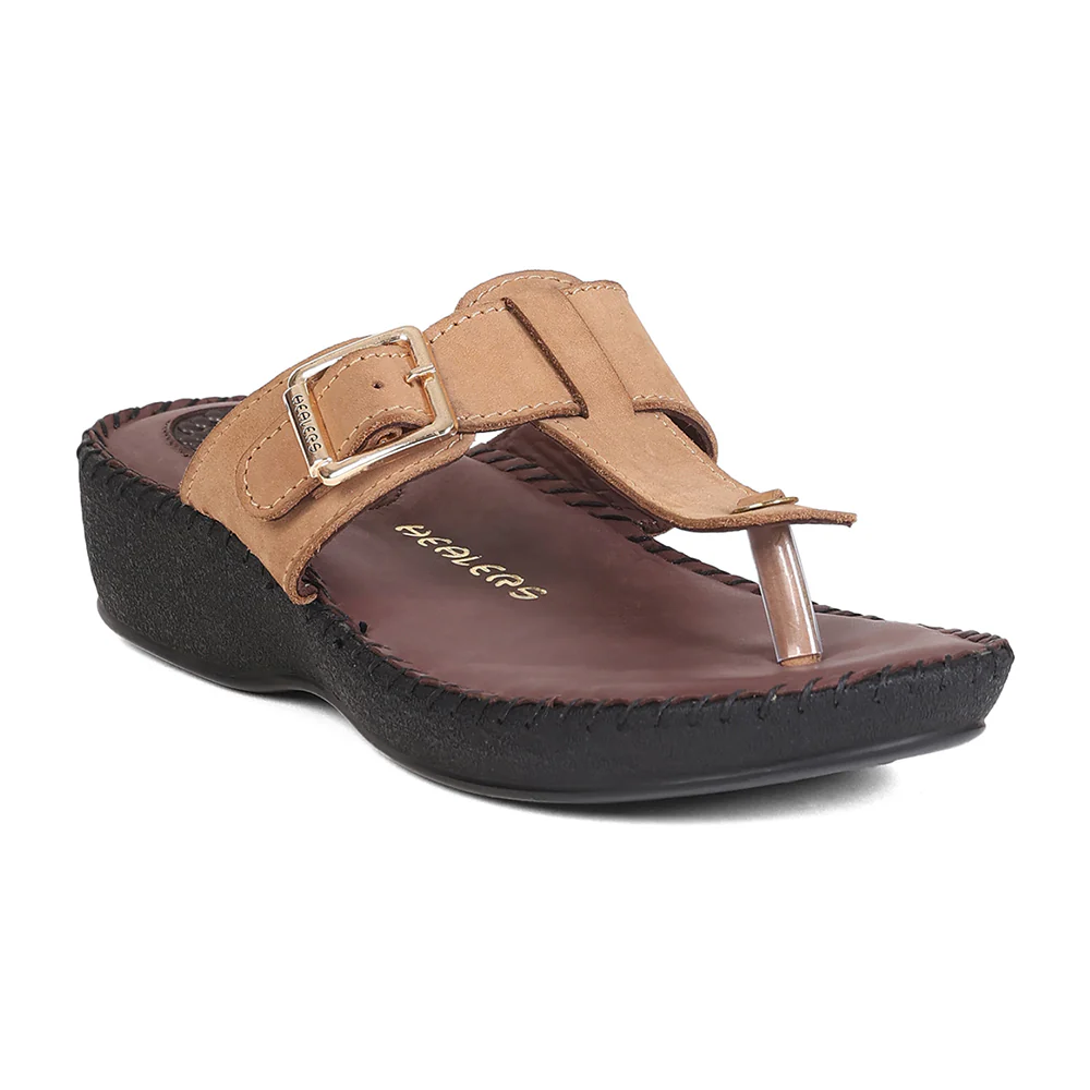 Healers MDG-6 Tan Casual Slip-on Slippers for Women by Liberty