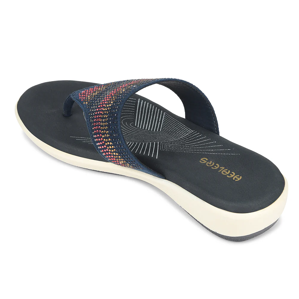 Healers Navy Blue Casual Heeled Sandal For Women JFL-69 By Liberty - Image 5